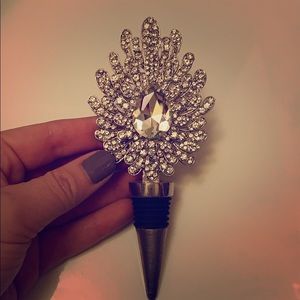 Silver and crystal wine topper